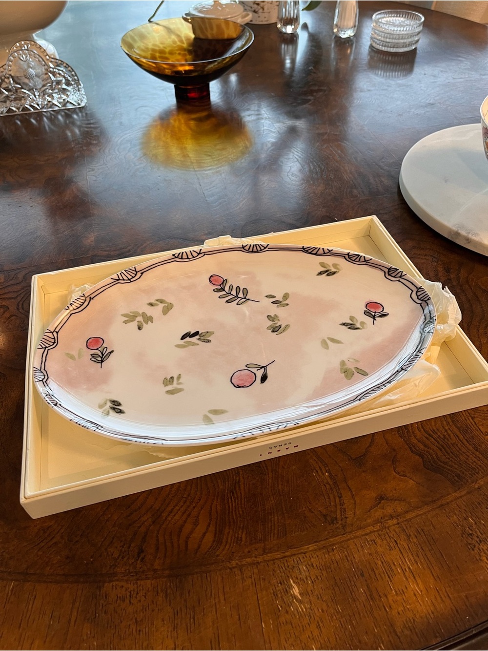 Marni White Oval Ceramic Platter
